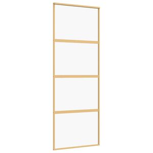 vidaXL Puerta corredera dorada de vidrio ESG transparente y aluminio