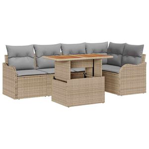 vidaXL Conjunto de sof&aacute;s de jard&iacute;n 6 uds. 5 plaza Beige y Gris Claro