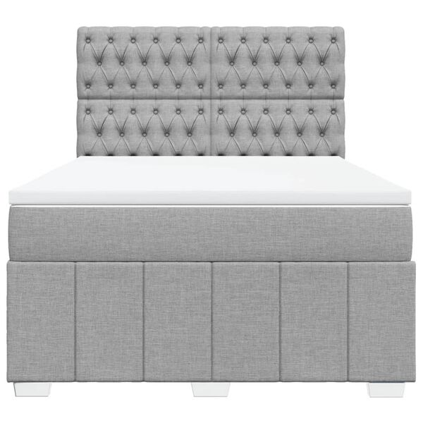vidaXL Cama box spring con colch&oacute;n tela gris claro 140x200 cm