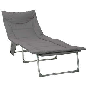 vidaXL Tumbona plegable con coj&iacute;n Gris antracita