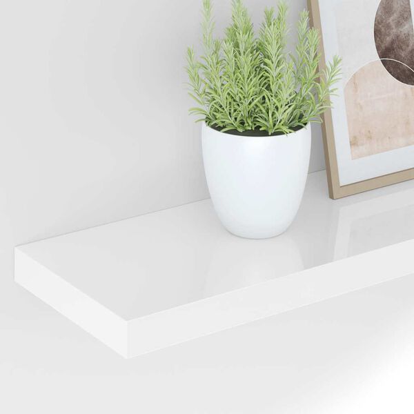 vidaXL Estante flotante pared 2 uds MDF blanco brillo 120x23,5x3,8 cm