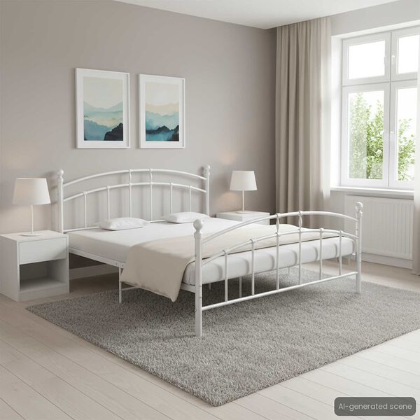 vidaXL Estructura de cama sin colch&oacute;n metal blanco 140x200 cm