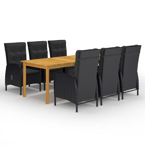 vidaXL Set de comedor de jard&iacute;n de 7 piezas negro