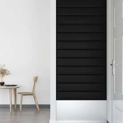 vidaXL Paneles de pared 12 uds cuero sintético negro 90x15 cm 1,62 m²