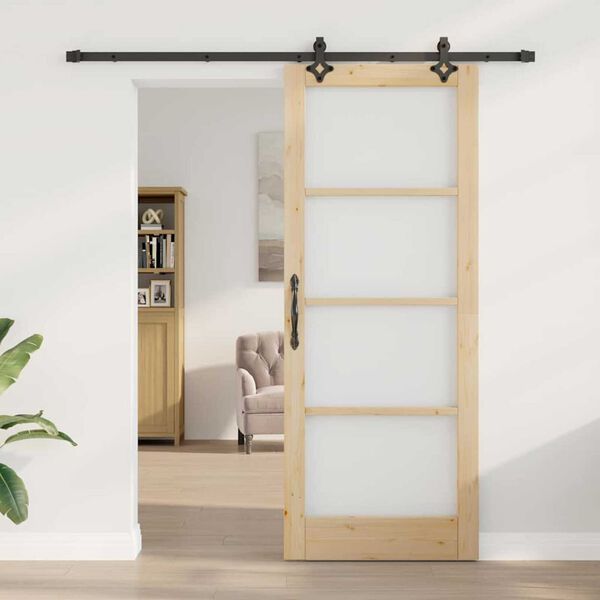 vidaXL Puerta Corredera ORKDAL Natural y negro 83 x 211 cm