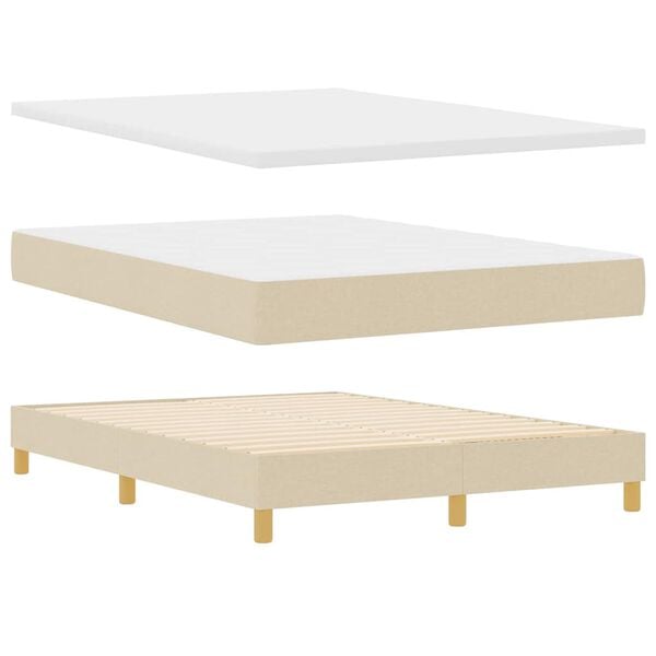 vidaXL Cama con Somier con colch&oacute;n Crema 140 x 200 cm tela