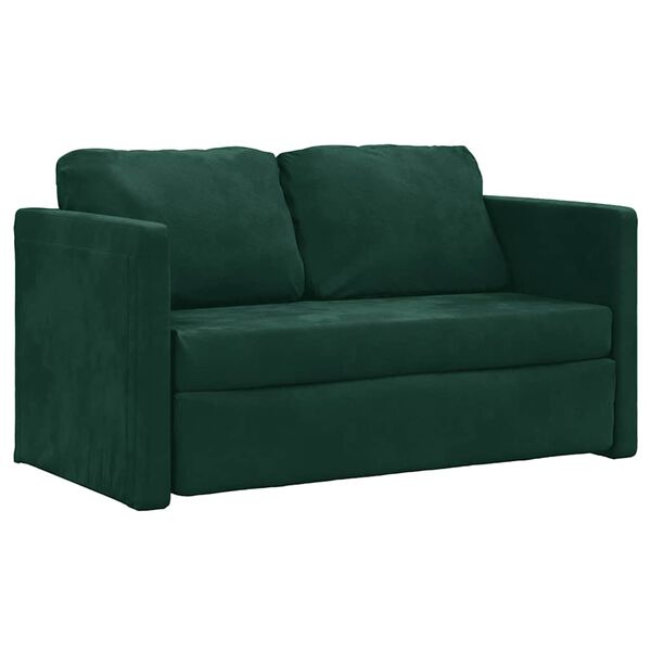 vidaXL Sof&aacute; cama de suelo 2 en 1 terciopelo verde oscuro 122x204x55 cm