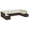 vidaXL Conjunto de sof&aacute; de jard&iacute;n 10 pcs Marr&oacute;n rat&aacute;n sint&eacute;tico
