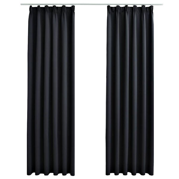 vidaXL Cortinas opacas con ganchos 2 piezas negro 140x175 cm