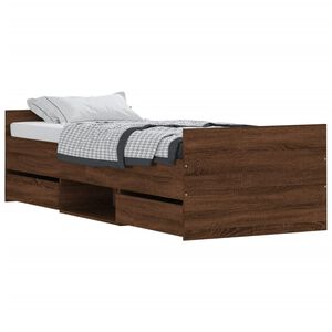vidaXL Estructura de cama con cabecero piecero roble marr&oacute;n 75x190 cm