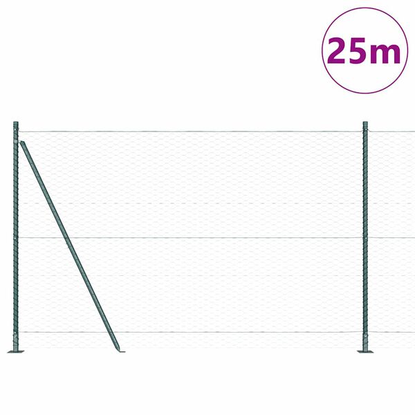 vidaXL Poste de Valla Verde 25 x 1,5 m (malla de 36 mm) Acero