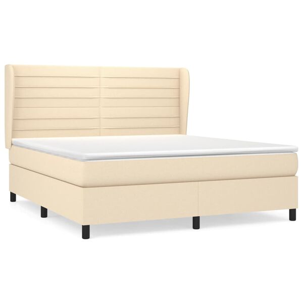 vidaXL Cama box spring con colch&oacute;n tela color crema 180x200 cm