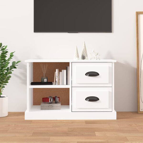 vidaXL Mueble de TV madera contrachapada blanco brillo 73x35,5x47,5 cm