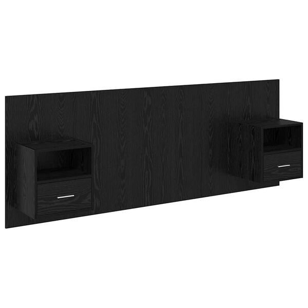 vidaXL Cabecero con Mueble 3 pcs Roble Negro Madera de ingenier&iacute;a