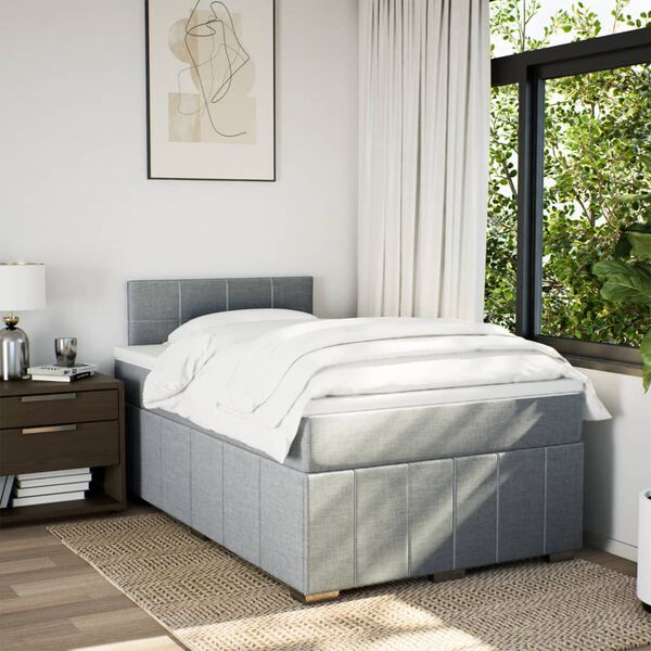 vidaXL Cama box spring con colch&oacute;n tela gris claro 120x190 cm