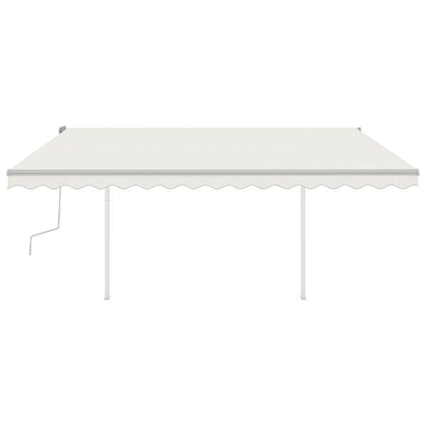 vidaXL Toldo manual retr&aacute;ctil con LED crema 4,5x3,5 m