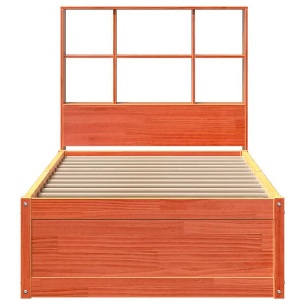 vidaXL Estructura de cama sin colch&oacute;n madera maciza marr&oacute;n 75x190 cm