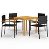 vidaXL Juego de comedor para jard&iacute;n 5 piezas negro