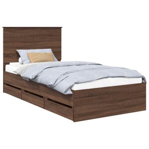 vidaXL Estructura de cama Roble Marr&oacute;n 100 x 200 cm Madera Ingenieril