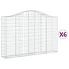 vidaXL Cestas de gaviones 6 uds forma de arco hierro 200x30x120/140 cm