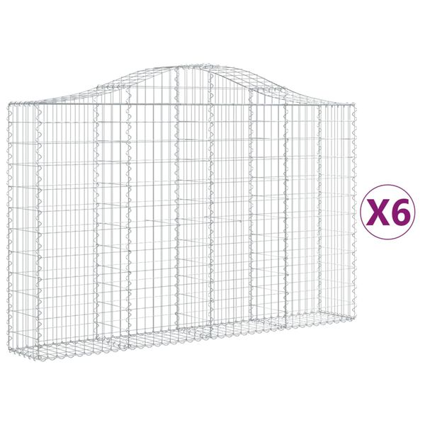 vidaXL Cestas de gaviones 6 uds forma de arco hierro 200x30x120/140 cm