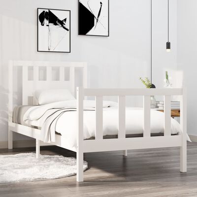 vidaXL Estructura de cama individual madera maciza blanca 90x190 cm