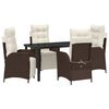 vidaXL Conjunto de Comedor de Jard&iacute;n 5 uds. Marr&oacute;n rat&aacute;n sint&eacute;tico