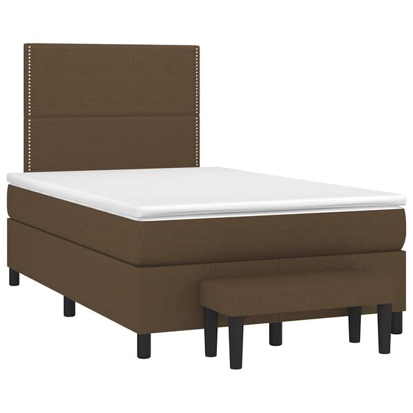 vidaXL Cama box spring con colch&oacute;n tela marr&oacute;n oscuro 120x190 cm