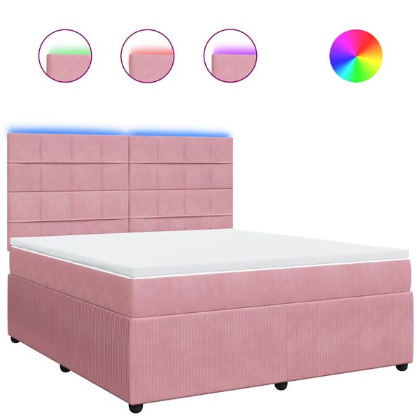 vidaXL Cama box spring con colch&oacute;n terciopelo rosa 180x200 cm