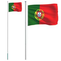 vidaXL Mástil y bandera de Portugal aluminio 6,23 m
