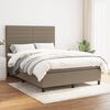 vidaXL Cama box spring con colch&oacute;n tela gris taupe 140x190 cm