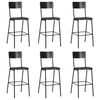 vidaXL Taburetes de cocina 6 uds madera contrachapada y acero negro
