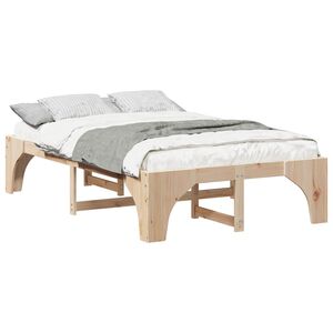 vidaXL Estructura de cama Marr&oacute;n 135 x 190 cm Madera de pino macizo