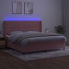 vidaXL Cama box spring colch&oacute;n y LED terciopelo rosa 200x200 cm