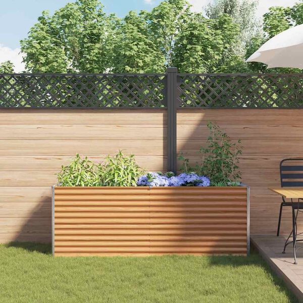 vidaXL Arriate elevado Marr&oacute;n Claro 195 x 50 x 68 cm Acero Galvanizado