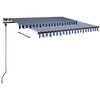 vidaXL Toldo de pie manual retr&aacute;ctil azul y blanco 300x250 cm