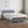 vidaXL Cama box spring colch&oacute;n y luces LED tela gris oscuro 140x200 cm