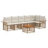 vidaXL Conjunto de sof&aacute;s de exterior 7 pcs Natural y Crema Poli&eacute;ster