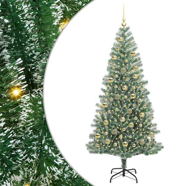vidaXL &Aacute;rbol de Navidad Artificial Nevado con Luz LED Verde y 210 cm