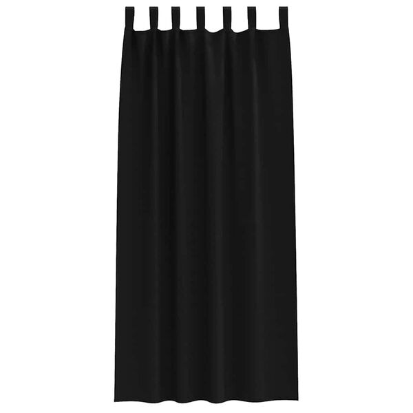 vidaXL Cortinas Opacas con Anillas 2 pcs Negro 245 x 140 cm Poli&eacute;ster