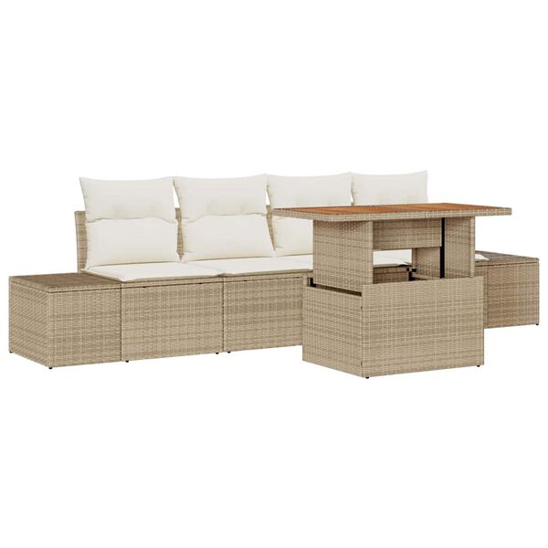 vidaXL Conjunto de Comedor de Jard&iacute;n con coj&iacute;n 5 pcs Beige y Crema