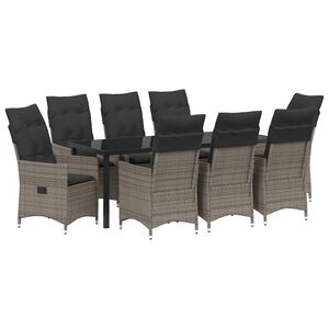 vidaXL Conjunto de Comedor de Jard&iacute;n 9 pcs Gris rat&aacute;n sint&eacute;tico