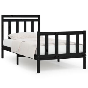 vidaXL Estructura de cama sin colch&oacute;n madera de pino negro 100x200 cm