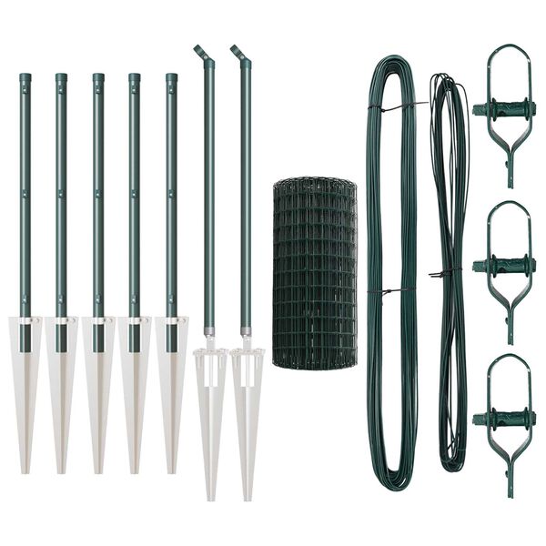 vidaXL Valla con Poste Verde 0,4 x 10 m Acero y PVC