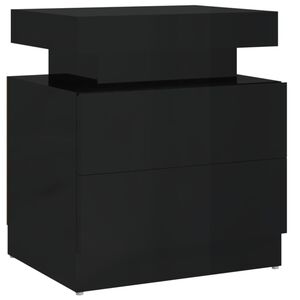 vidaXL Mesita de noche madera de ingenier&iacute;a negro brillo 45x35x52 cm
