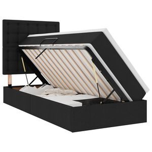 vidaXL Cama con almacenamiento y colch&oacute;n Negro 90 x 190 cm Poli&eacute;ster