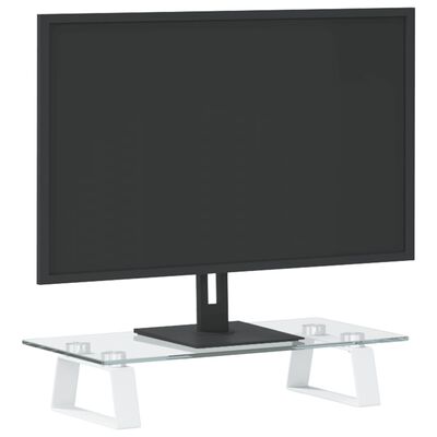 vidaXL Soporte de monitor vidrio templado y metal blanco 40x20x8 cm