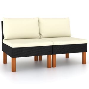 vidaXL Sof&aacute;s centrales 2 uds rat&aacute;n sint&eacute;tico y madera de eucalipto