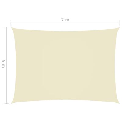 vidaXL Toldo de vela rectangular tela Oxford color crema 5x7 m
