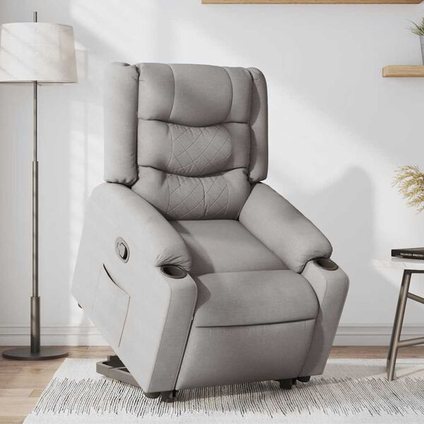 vidaXL Sill&oacute;n reclinable elevable de tela gris nube
